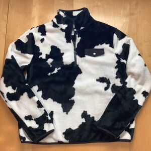 Wallflower Black and White Fleece Pullover Cow Print Medium